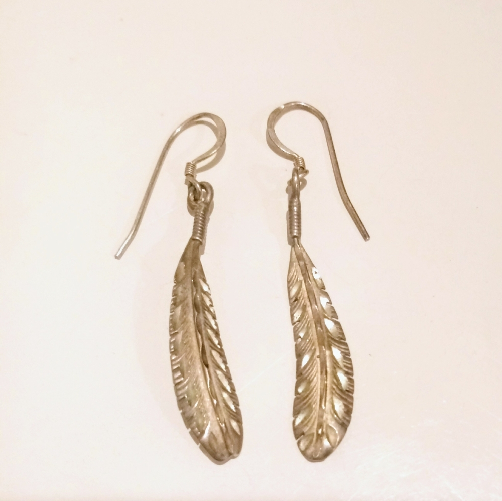 Sterling Silver Feather Earrings
